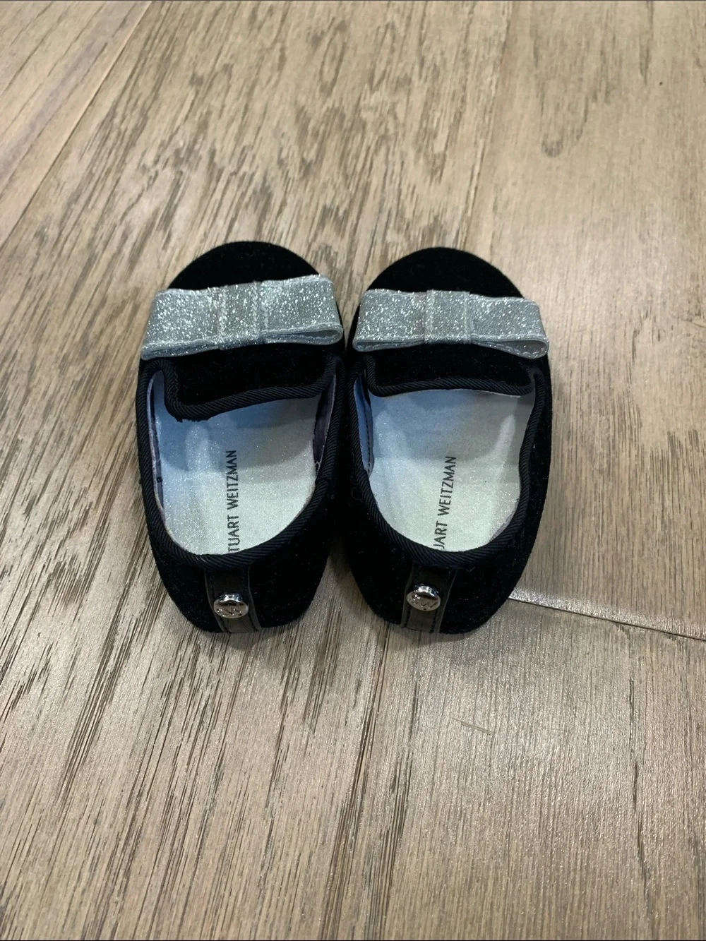 NWT My First Stuart Weitzman Baby Crib Shoe Size 4 Black Velvet Loafer